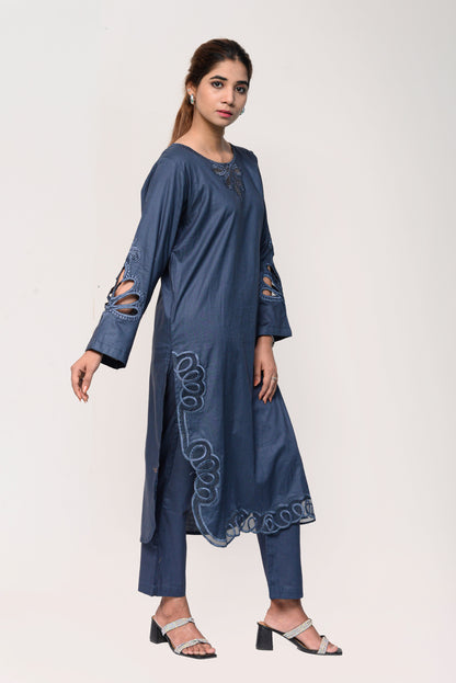 LASER CUT EBM+ORGANZA Blue